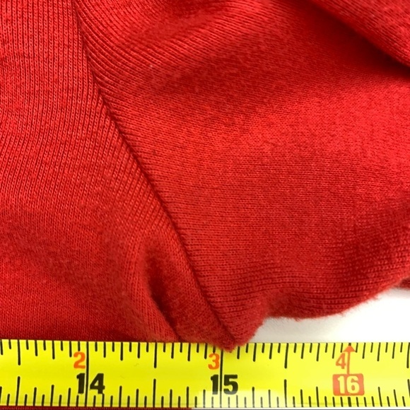 GOELIA Graphic Red Long Sleeved Top with Crocheted Hood size small - Picture 7 of 11